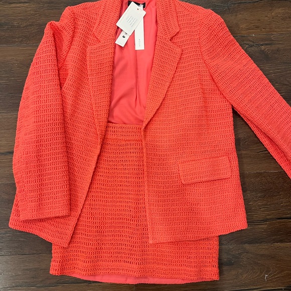 Aqua Jackets & Blazers - Skies Are Blue Coral Textured Woven Blazer Jacket
